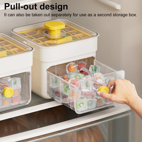 

Yousheng Ice Cube Mold with Lids And Container Press-to-release Ice Tray Double Layer Odor-Free Ice Maker Container for Cocktails Drinks Coffee Tea 1pc жовтий