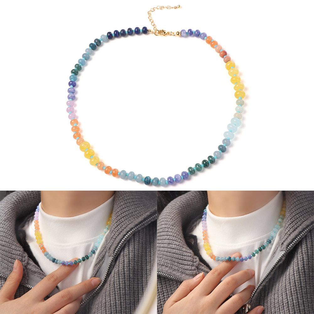 Bohemian Style Women's Beaded Necklace Handmade Rainbow Necklace Creative Neck Choker Gifts