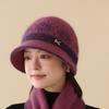New Autumn and Winter Thickened Color Matching Thermal Hat Cold Mother Basin Hat Middle-aged and Elderly Fashion Hat