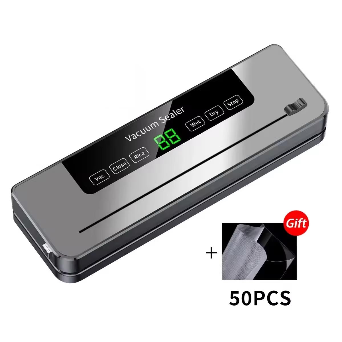 

Electric Vacuum Sealer Full Automatic Dry/Wet Built-in Cutter Kitchen Food Storage Sealing Vacuum Packaging Machine Small Sealer серый