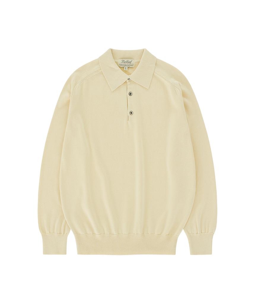 BELLIEF Cotton Standard Saddle Polo Knit (Ecru)