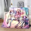 1pc Unicorn Printing Lightweight Flannel Blanket, Comfortable and Warm Blanket, for Camping Sofa Bed and Couch Office, in All Seasons