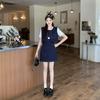 Huge good-looking summer suit women's 2026 new fashion casual age reduction fake two-piece T-shirt skirt two-piece set