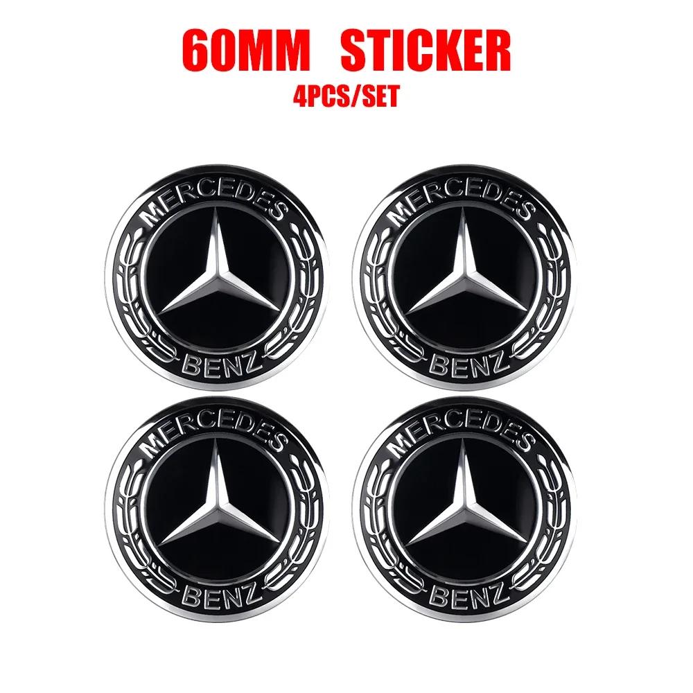 56/60/65mm Bilfelg Senterdeksel Navkapsel Resin Merke Emblemer Klistremerke Dekal Styling Auto Tilbehør Mercedes Benz AMG C260 C300