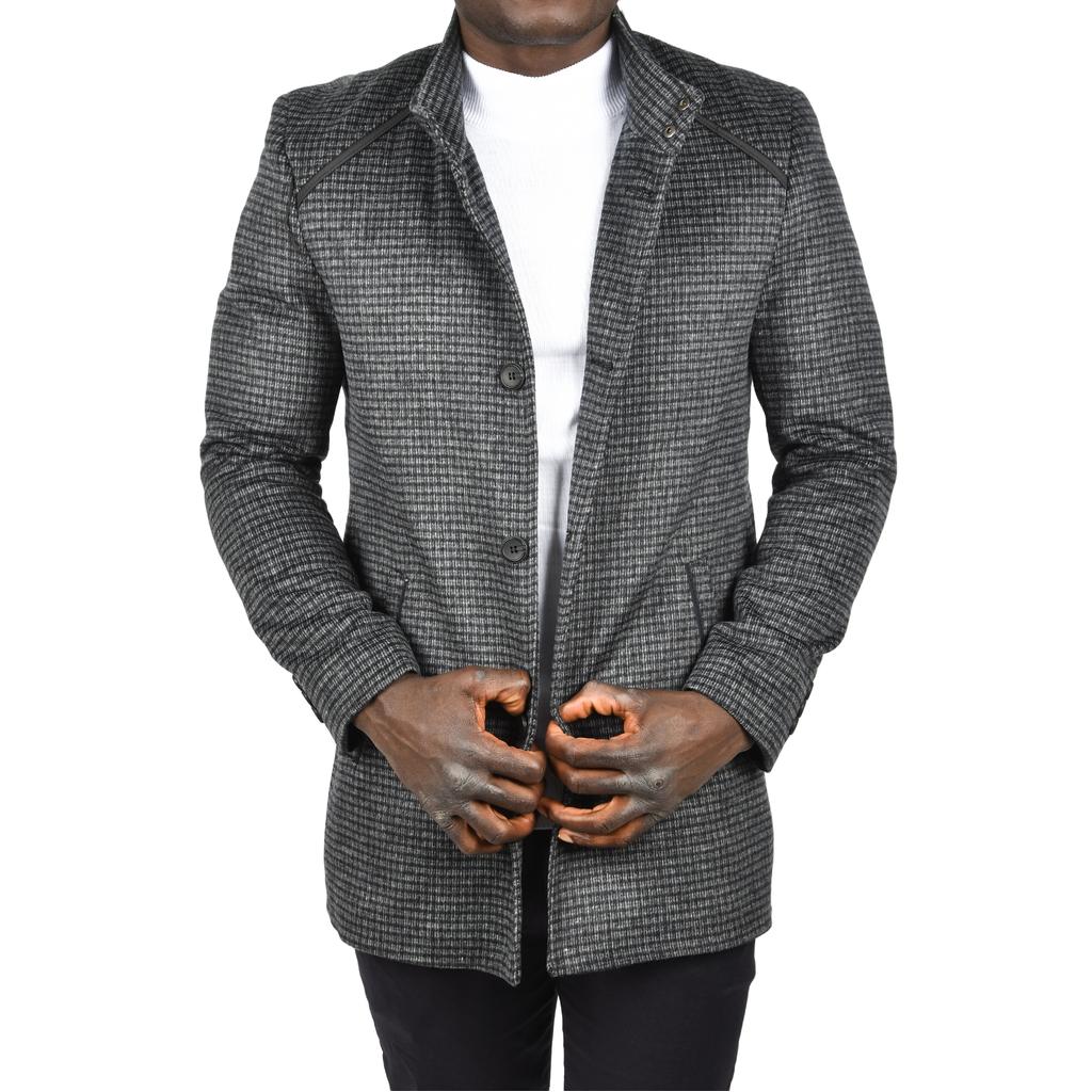 DeepSEA Pötikare Desenli Dik Yaka Dar Kesim Hakim Yaka Kaşe Kaban 2407003