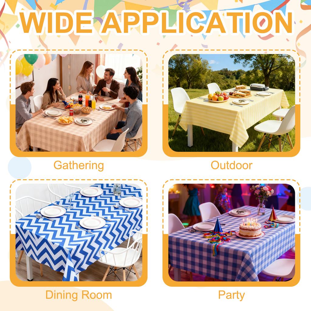3pcs Gingham Table Cloths 54 X 108" Rectangle Plastic Tablecloth Waterproof Table Cover for Dining Birthday Party Kitchen Picnic