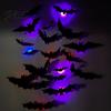Removable Wall Decal Halloween LED Stickers Glow-in-the-Dark Bat & Spider Decorations Battery-Powered Hanging Ornaments Night Light Sticker