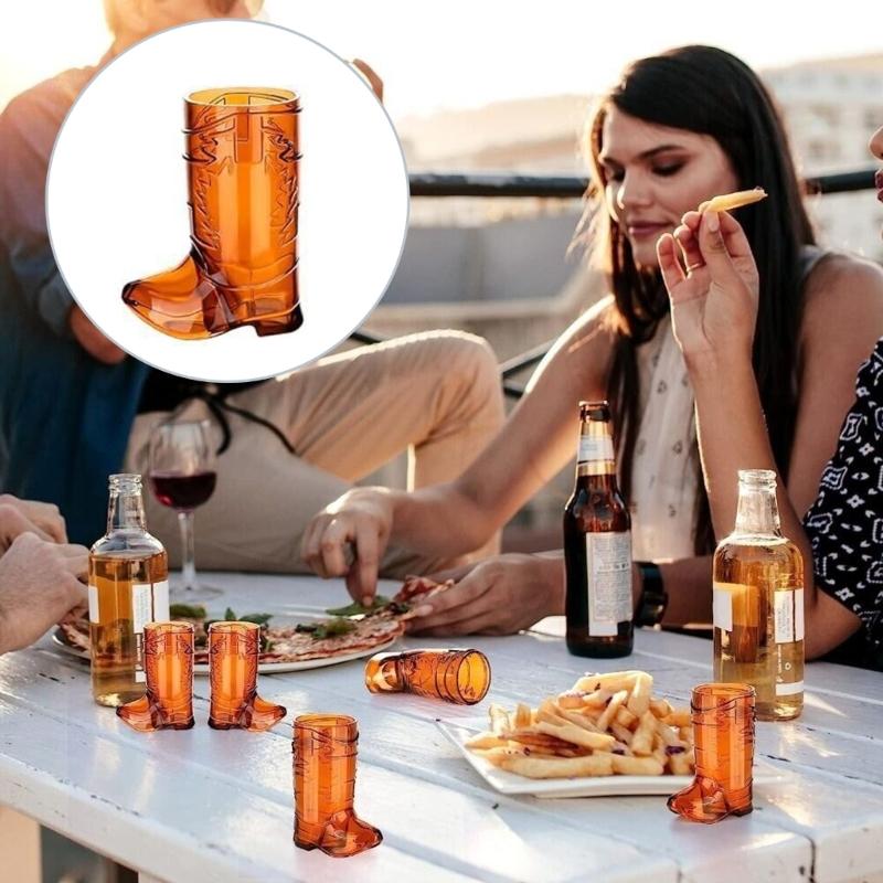 6Pcs Drinking Cups Plastic Shot Glasses Cowboy Boot Shape Plastic Party Cups Plastic Beer Cup Western Party Supplies