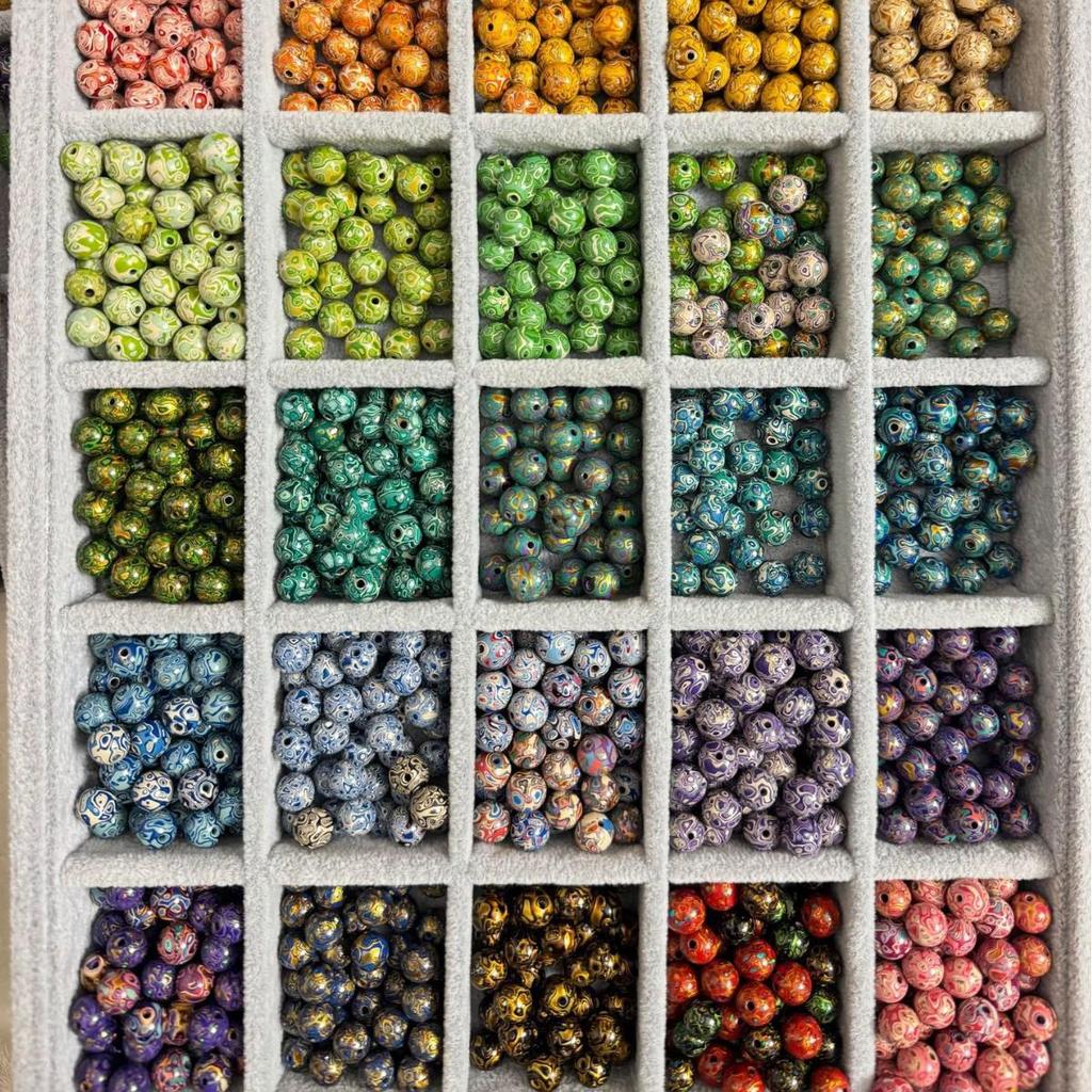 Genuine Flawless 8mm Lacquer Beads Inlaid with Mother-of-Pearl Buddhist Prayer String