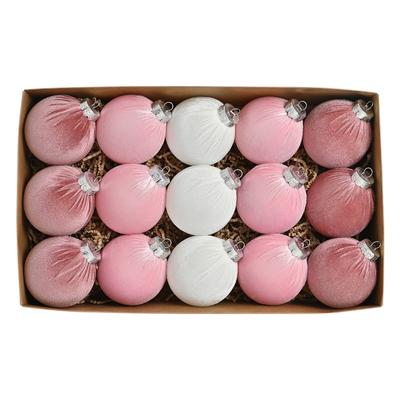 15 Pcs/Box Velvet Christmas Balls Bulk Flocked Christmas Tree Ball Ornaments Plastic Balls Xmas Decorative Hanging Ornaments
