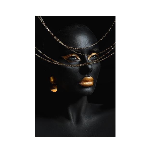 African Girls Woman Gold Jewelry Posters Wall Canvas Art Prints Modern Figures Portrait Paintings Living Room Home Decor Picture