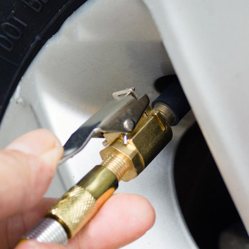 Car Inflatable Connector Practical Car Tire Inflator Valve Accessories Air Pump Clip Pure Metal Nozzle Quick Adapter Connector