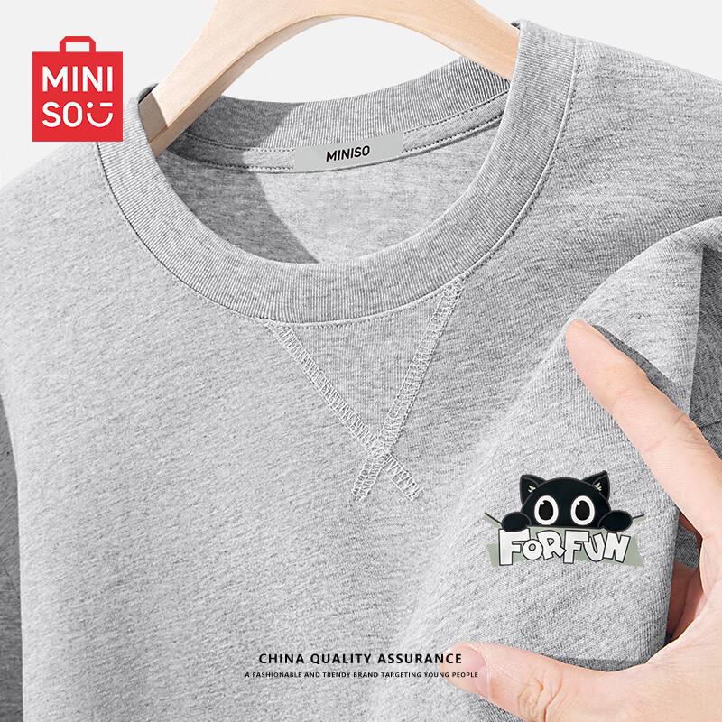MINISO Men s Pure Cotton Long-Sleeve Graphic Tee M