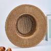 British Retro Travel Flat-top Straw Hat Cut Out Sun Protection Woven Seaside Vacation Beach Hat Top Hat