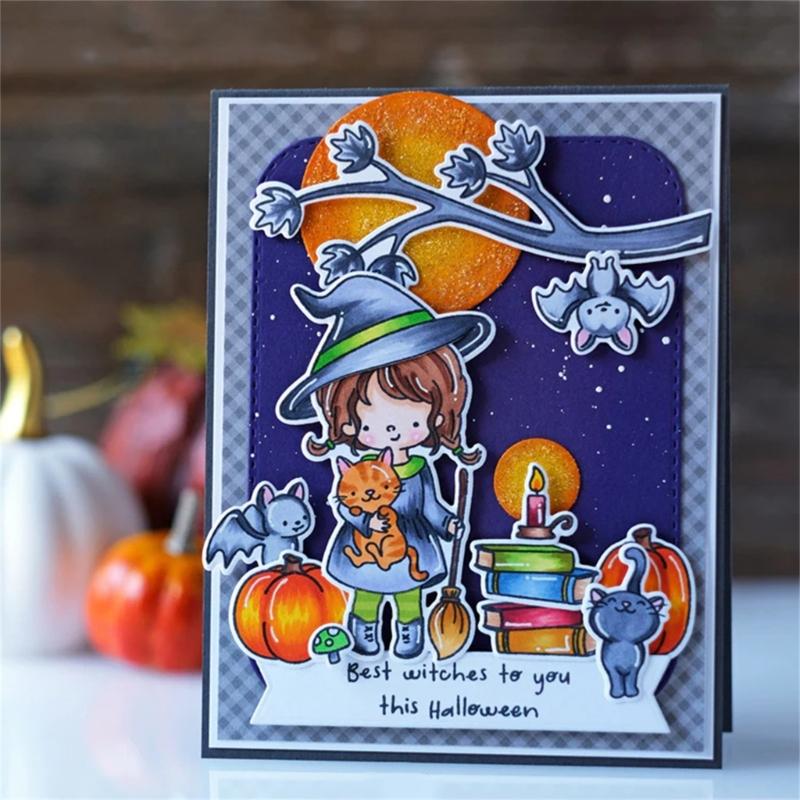 Halloween Embossing Die Cuts Clear Silicone Stamper for Card Making DIY Scrapbooking Craft, Embossing Cutting Dies Stamp