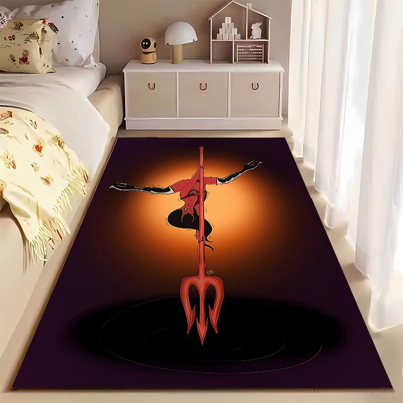 Devil Woman Pole Design Carpet suitable as a non-slip mat for the living room or bedroom sofa