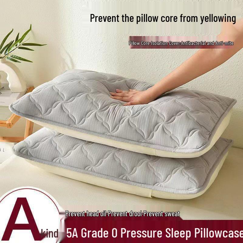 Quilted Anti-Dirt Pillowcase: Oil, Dirt & Saliva Resistant, Machine Washable, Ideal for Home/Dorm.