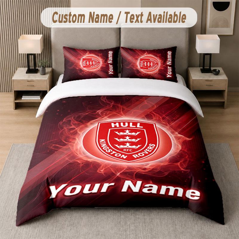 Custom Bedding Set Hull KR Pattern, Print Name Text 1 Duvet Cover Plus 2 Pillowcases Home Textile