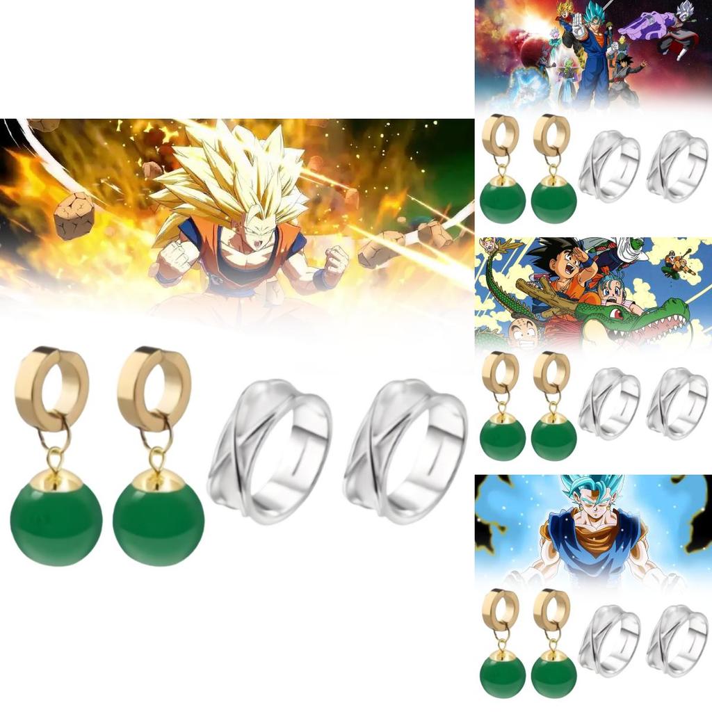 Collezione di Gioielli di Dragon Ball Super Goku Black Con Orecchini e Anello Per Appassionati di Anime