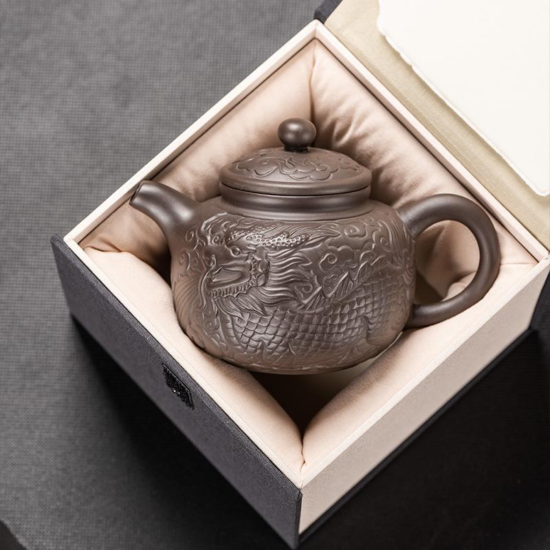 Baifenbai Home Furnishing Purple Zisha Pot Handmade Boutique Mud Bubble Teapot Single Pot Xishi Pot Gift Box Hardcover, High-End Souvenir For Customers