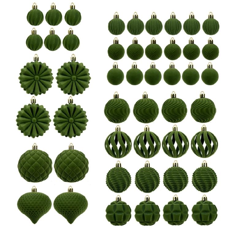 48Pcs Shatterproof Christmas Baubles Velvety Ball Hanging Ornament Christmas Tree Decoration For Wreath Mantels Window