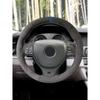 Black Suede Leather Steering Wheel Cover Trim For BMW 7 Series F01 F02 2008-2015
