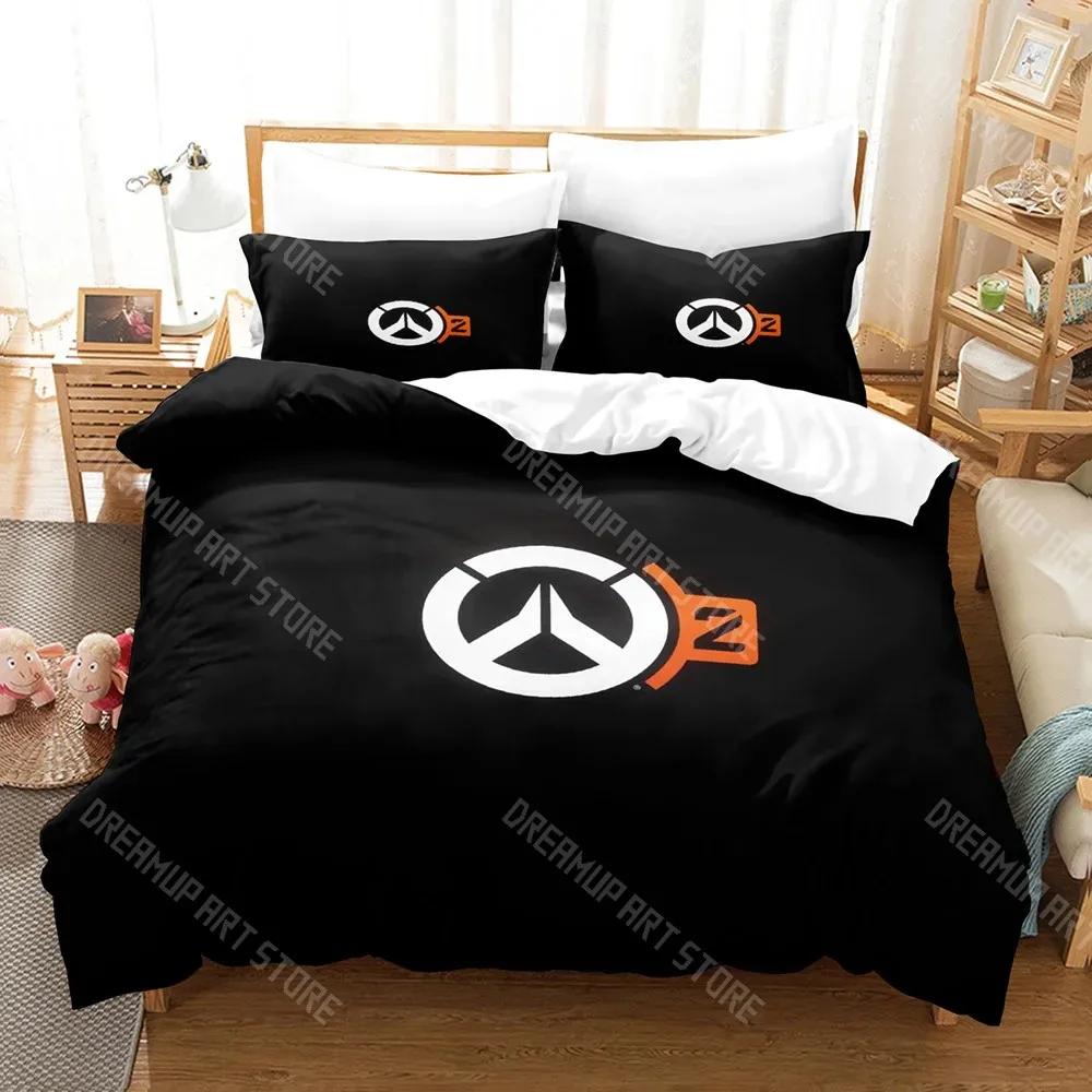 Overwatch 2 Bedding Set Boys Girl Twin Queen King Size Duvet Cover Pillowcase Bed Boys Adult Home Textiles