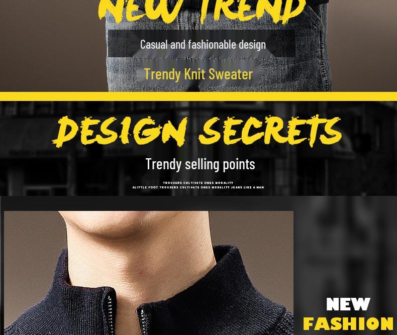 High-End American Trendy Men's 2025 Autumn/Winter Three-Stripe Knit Stand Collar Cardigan Sweater