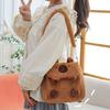 Cute Plush Crossbody Bags for Girls Soft Bear Design Backpack, Versatile Shoulder Bag with Zipper Closure, Perfect for Outings