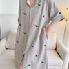 Summer Women's Simple High-Class Sense of Printing Nightgown Girl Models Loose Pajamas Ins Style Pajamas Homewear Dresses