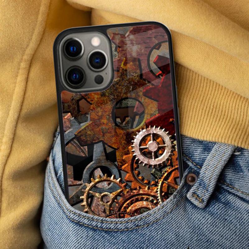 Steampunk Gear Mechanical Magnetic Soft Phone Case for iPhone 16 Promax 15 Pro 13 14 Plus 11 12 Mini MagSafe Coque
