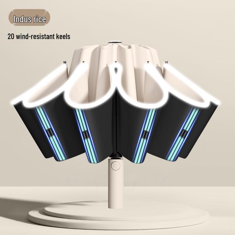 24-Bone Automatic Windproof Folding Umbrella for Men, Rain or Shine, with UV Sun Protection