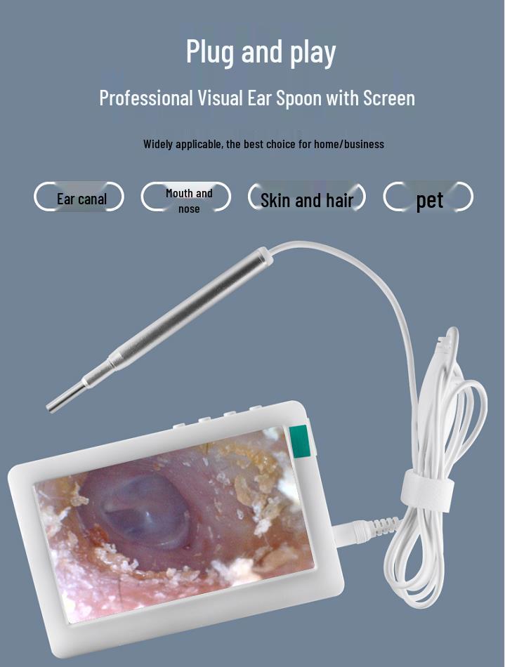 4.5-inch Ultra HD Otoscope with Screen, 3.9mm Illuminating Ear Cleaning Endoscope