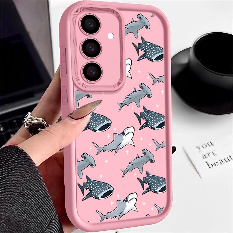 Husă cu Model Rechin Balenă Pentru Samsung Galaxy S25 Edge S24 S25 S23 S22 Ultra S24 FE A56 A55 A54 A36 A26 A15 A16 5G Husă de Telefon TPU