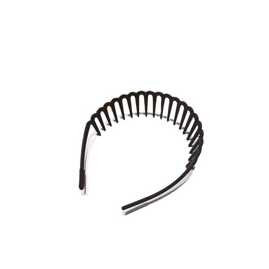 Women Non-Slip Hair Comb Hairband Solid Color Frosted Texture Bang Headband Sturdy Hair Hoop with Teeth