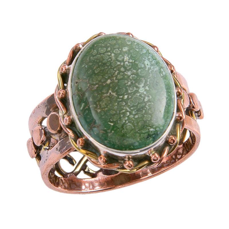 Natural Tibetan Turquoise Gemstone Two Tone 925 Sterling Silver Ring S.9.5 A2f46