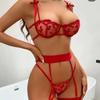 European Valentine's Day Heart Embroidery Lace Lingerie Set
