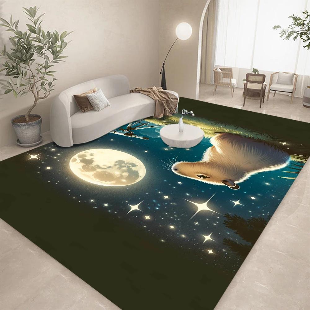 

Милый мультяшный коврик для пола капибара, нескользящий ковер с коротким ворсом для ванной комнаты, спальни, украшения дома, коврик для спальни с животными 60*90cm