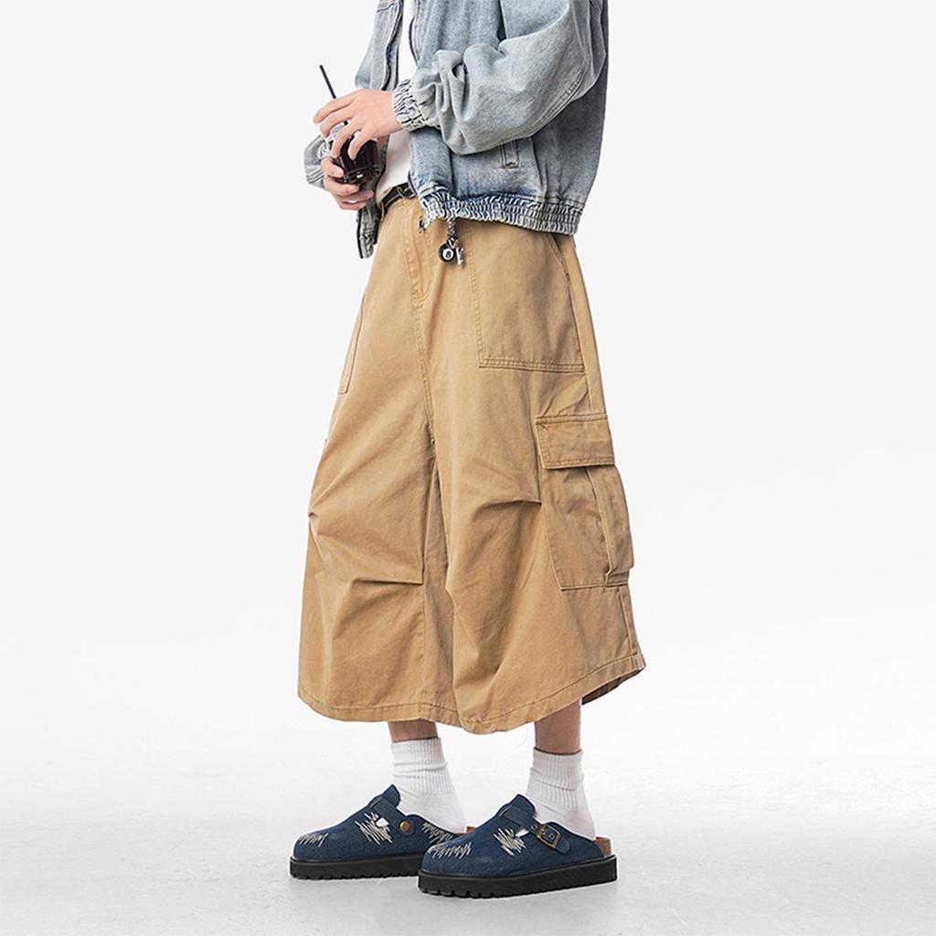 Pánské americké retro vícekapsové capri kalhoty - Léto 2025 Cleanfit volné pracovní kalhoty.