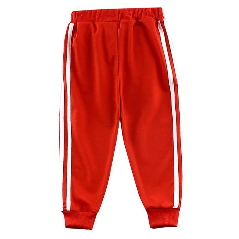 

Детские полосатые длинные брюки для мальчиков и девочек, хлопковые шаровары, брюки, повседневная свободная спортивная одежда 90cm красный