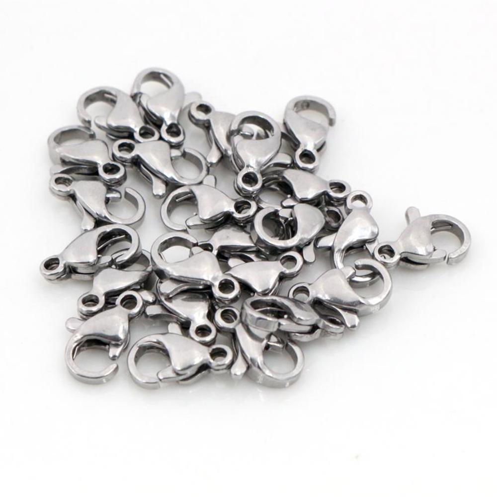 30pcs/lot 12*7mm 10*5mm Stainless Steel Gold Plated Lobster Clasp Hooks for Necklace&Bracelet Chain DIY Fashion Jewelry Findings