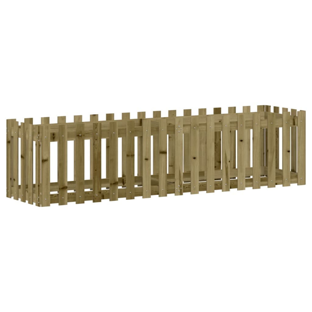 Vidaxl Garden Raised Bed With Fencing, 200X50X50 Cm, Impregnated Pine