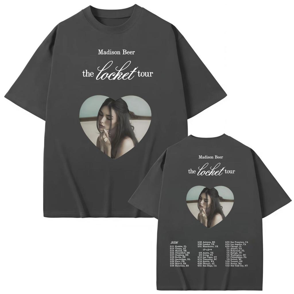 Madison Beer The Locket Tour Merch T-shirt Fashion Pop Music Short Sleeve T Shirts Men Women Casual Loose Cotton T-shirts