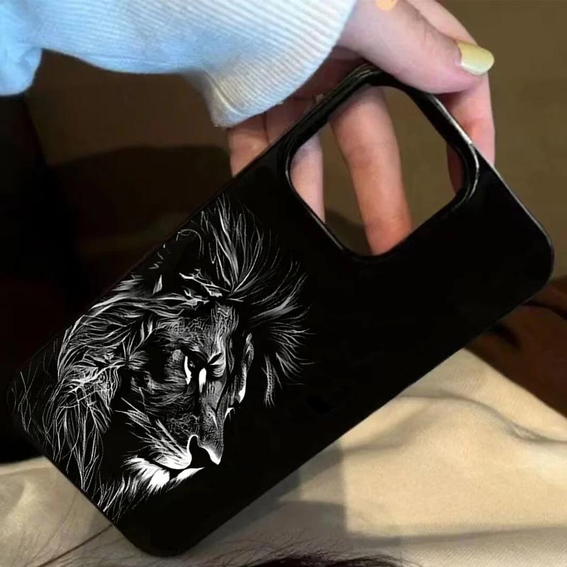 Luxury Lion Pattern Cool Phone Case for iPhone 17AIR 16 15 14 13 12 11 PRO MAX MINI XSMAX XR 7 8 PLUS Y2K Minimalism Soft Cover