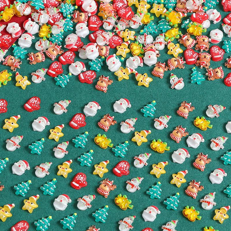 WTEMPO Mini Cute Christmas Resin Accessories Christmas Patterns DIY Crafts Hair Accessories Nail Art Scrapbooking Phone Case Making Accessories,