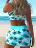 Sexy Swimwear Women Bikinis Set Shirring Two-pieces Beach Wrap Skirt Printed Female Swimwear Fashion Bathing Beachwear