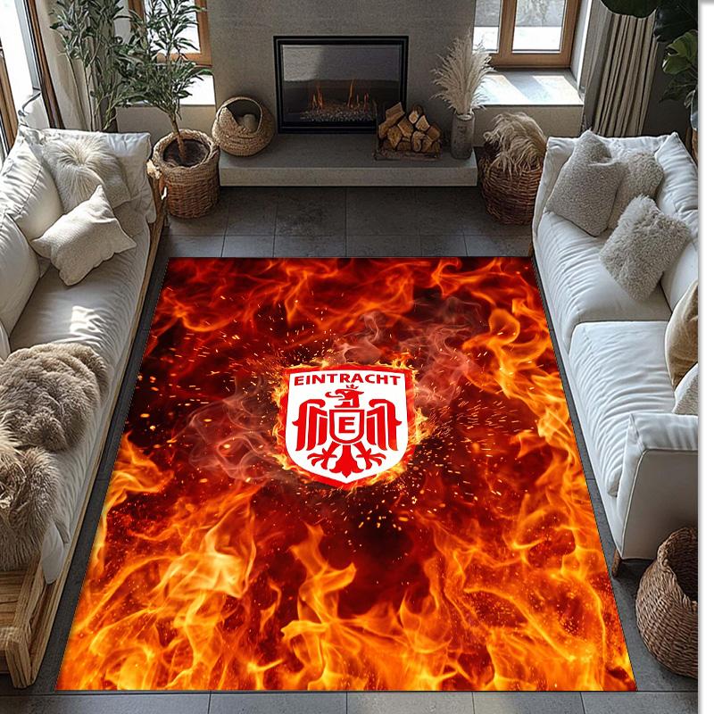 Eintracht Frankfurt Voetbal Print Kristal Fluweel Tapijt, Comfortabel Waterabsorberend Antislip Binnen Vloerkleed