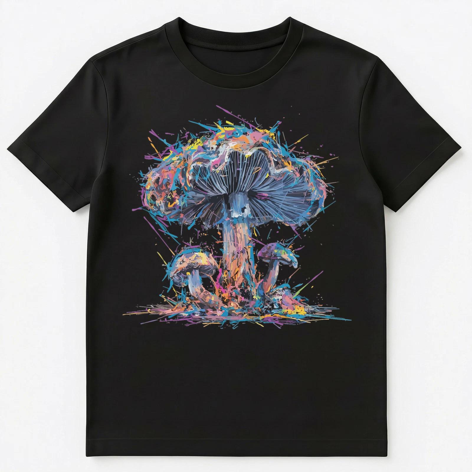 

Colorful Paint Splash Mushrooms Art Graphic Unisex T-Shirt 3XL