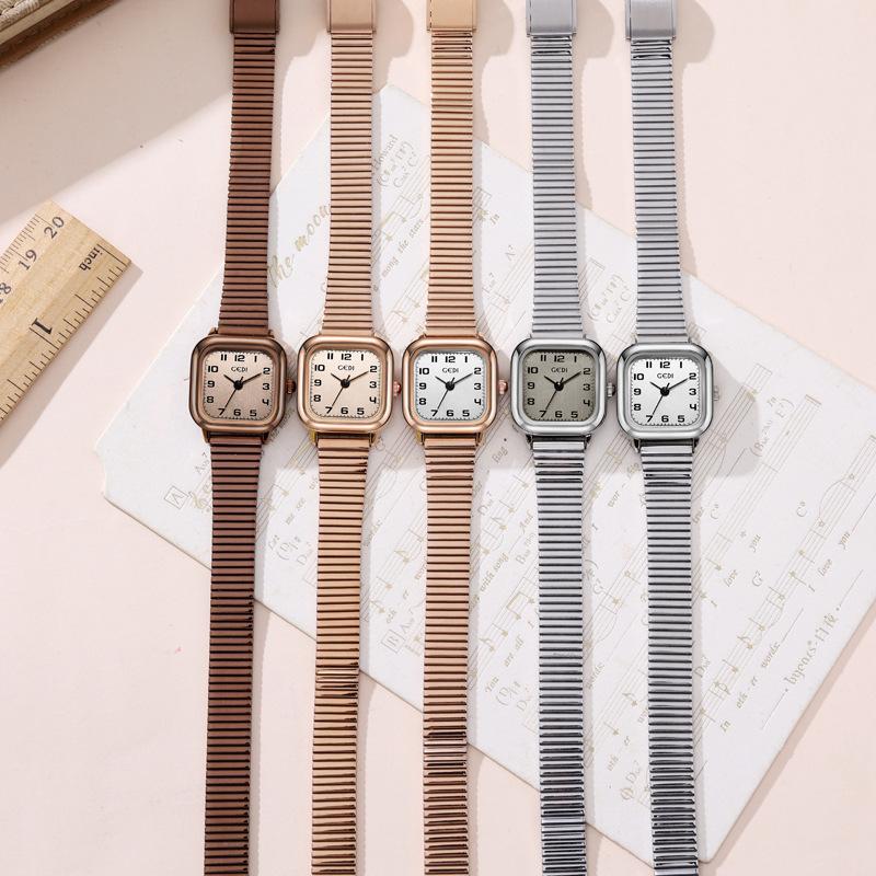 Simple Small Sugar Cube Women'S Watch, High-End Wheat Ear Belt, Medieval Watch Women'S Waterproof Stainless Steel Quartz Watch