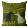 Art Oil Painting Pillow Cover Pastoral Forest Green Flower Home Light Luxury Pillow Sofa Car Bedside Cushion Cover